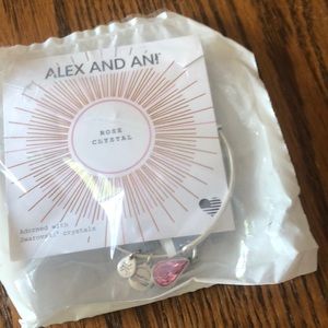 Silver Alex & Ani Bracelet - Rose crystal charm